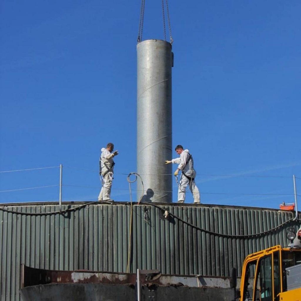 Einbau eines PTM Rührwerk in eine Biogasanlage mit der RTO Repowering Pipe